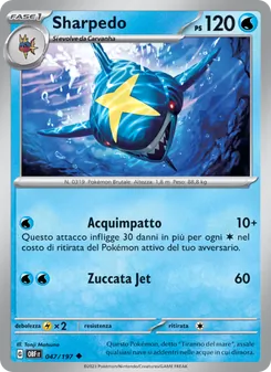 Carta Sharpedo dell'espansione Ossidiana Infuocata, numero 047/197