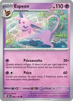 Carta Espeon dell'espansione Ossidiana Infuocata, numero 086/197