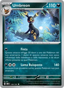 Carta Umbreon dell'espansione Ossidiana Infuocata, numero 130/197