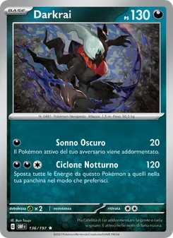 Carta Darkrai dell'espansione Ossidiana Infuocata, numero 136/197