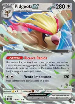Carta Pidgeot-ex dell'espansione Ossidiana Infuocata, numero 164/197