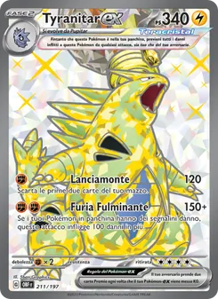 Carta Tyranitar-ex dell'espansione Ossidiana Infuocata, numero 211/197