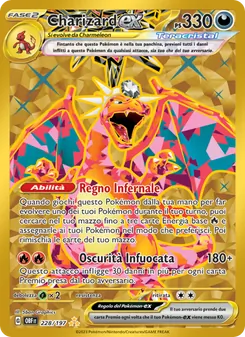 Carta Charizard-ex dell'espansione Ossidiana Infuocata, numero 228/197