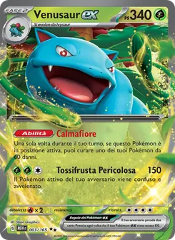 Carta Venusaur-ex dell'espansione 151, numero 003/165