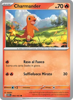 Carta Charmander dell'espansione 151, numero 004/165