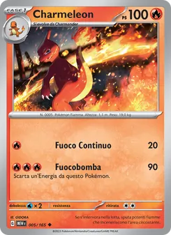 Carta Charmeleon dell'espansione 151, numero 005/165
