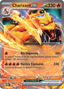Carta Charizard-ex dell'espansione 151, numero 006/165