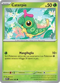 Carta Caterpie dell'espansione 151, numero 010/165