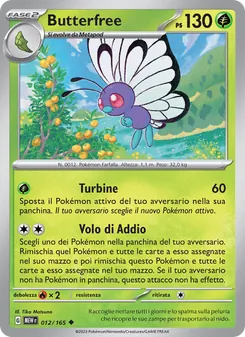 Carta Butterfree dell'espansione 151, numero 012/165