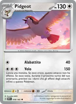 Carta Pidgeot dell'espansione 151, numero 018/165