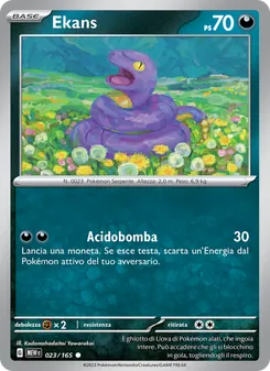Carta Ekans dell'espansione 151, numero 023/165
