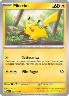 Carta Pikachu dell'espansione 151, numero 025/165