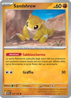 Carta Sandshrew dell'espansione 151, numero 027/165