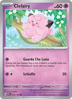 Carta Clefairy dell'espansione 151, numero 035/165