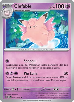 Carta Clefable dell'espansione 151, numero 036/165