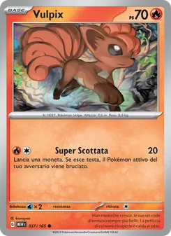 Carta Vulpix dell'espansione 151, numero 037/165