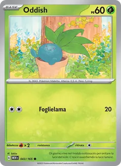 Carta Oddish dell'espansione 151, numero 043/165
