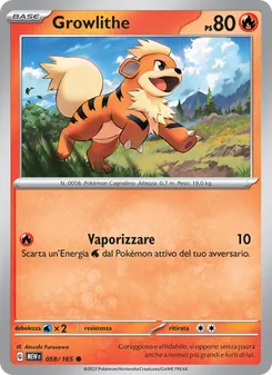 Carta Growlithe dell'espansione 151, numero 058/165