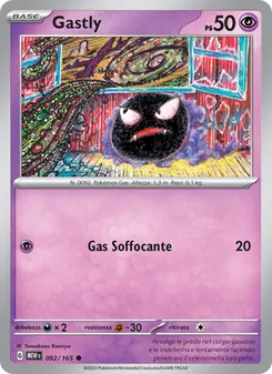Carta Gastly dell'espansione 151, numero 092/165