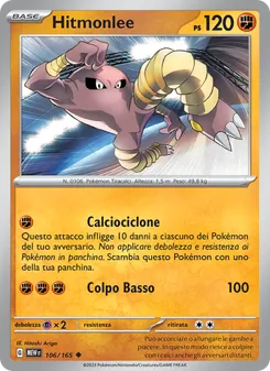 Carta Hitmonlee dell'espansione 151, numero 106/165