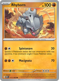 Carta Rhyhorn dell'espansione 151, numero 111/165