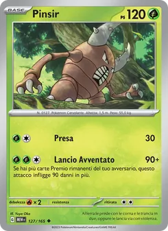 Carta Pinsir dell'espansione 151, numero 127/165