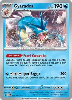 Carta Gyarados dell'espansione 151, numero 130/165