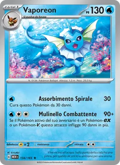 Carta Vaporeon dell'espansione 151, numero 134/165