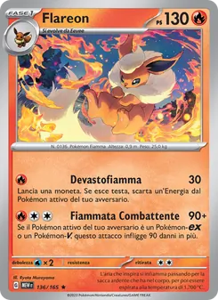 Carta Flareon dell'espansione 151, numero 136/165