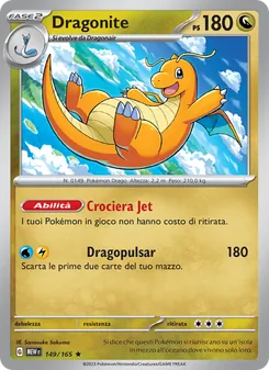 Carta Dragonite dell'espansione 151, numero 149/165