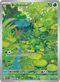 Carta Bulbasaur dell'espansione 151, numero 166/165