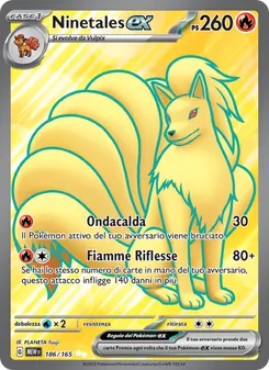 Carta Ninetales-ex dell'espansione 151, numero 186/165