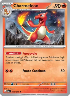 Carta Charmeleon dell'espansione Destino di Paldea, numero 008/91