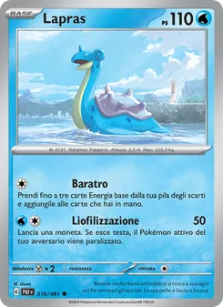 Carta Lapras dell'espansione Destino di Paldea, numero 016/91