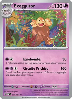 Carta Exeggutor dell'espansione Destino di Paldea, numero 024/91