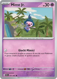 Carta Mime Jr. dell'espansione Destino di Paldea, numero 031/91