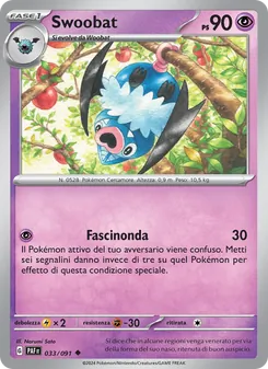 Carta Swoobat dell'espansione Destino di Paldea, numero 033/91