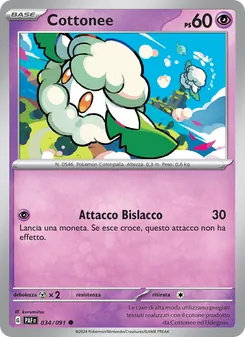 Carta Cottonee dell'espansione Destino di Paldea, numero 034/91