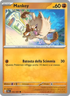 Carta Mankey dell'espansione Destino di Paldea, numero 045/91