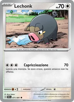 Carta Lechonk dell'espansione Destino di Paldea, numero 071/91