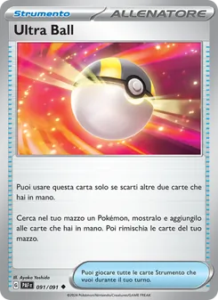Carta Ultra Ball dell'espansione Destino di Paldea, numero 091/91