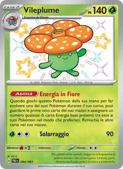 Carta Vileplume dell'espansione Destino di Paldea, numero 094/91