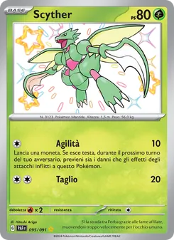 Carta Scyther dell'espansione Destino di Paldea, numero 095/91