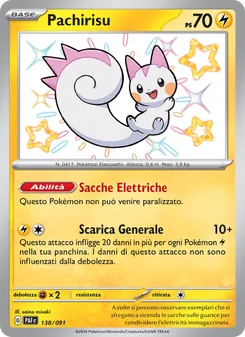 Carta Pachirisu dell'espansione Destino di Paldea, numero 138/91