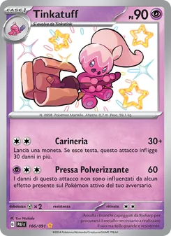 Carta Tinkatuff dell'espansione Destino di Paldea, numero 166/91