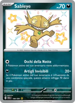 Carta Sableye dell'espansione Destino di Paldea, numero 184/91