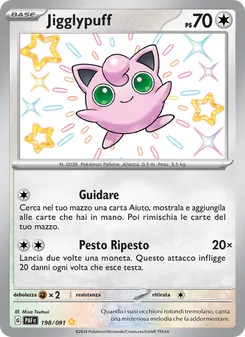 Carta Jigglypuff dell'espansione Destino di Paldea, numero 198/91
