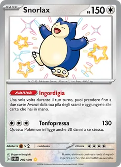 Carta Snorlax dell'espansione Destino di Paldea, numero 202/91