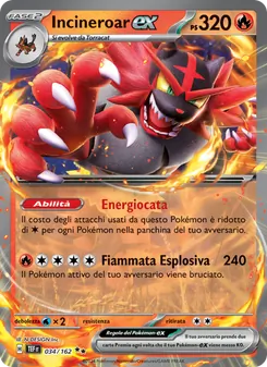 Carta Incineroar-ex dell'espansione Cronoforze, numero 034/162