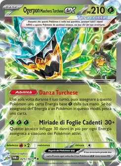 Carta Ogerpon Maschera Turchese-ex dell'espansione Crepuscolo Mascherato, numero 025/167